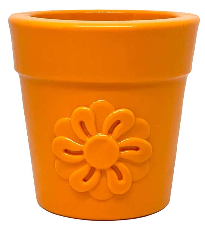 PUP-X Rubber Treat Dispenser & Enrichment Toy - Flower Pot - Orange