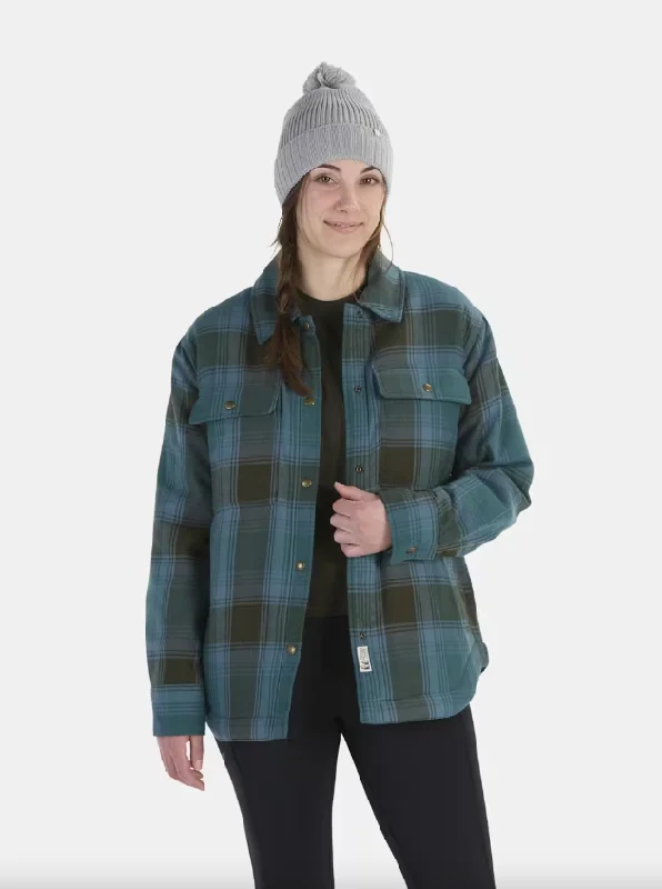 Hiking Jackets for Decline Paths-Women's Ridgefield Sherpa-Lined Flannel Jacket - Dark Jungle