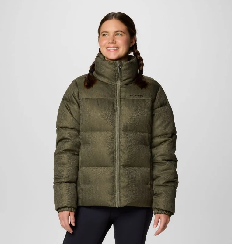 Hiking Jackets for Oceanfront-Women's Puffect Herringbone Jacket - Stone Green Herringbone