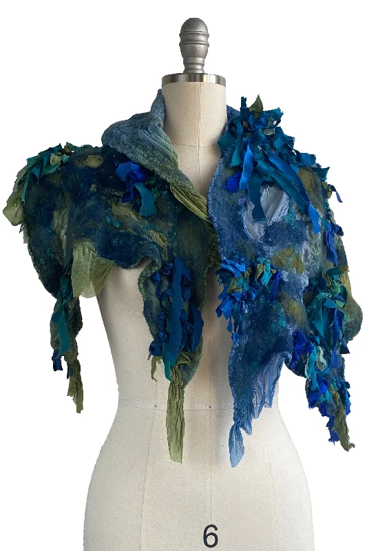 Felted Organza Shawl - Turquoise, Blue & Green