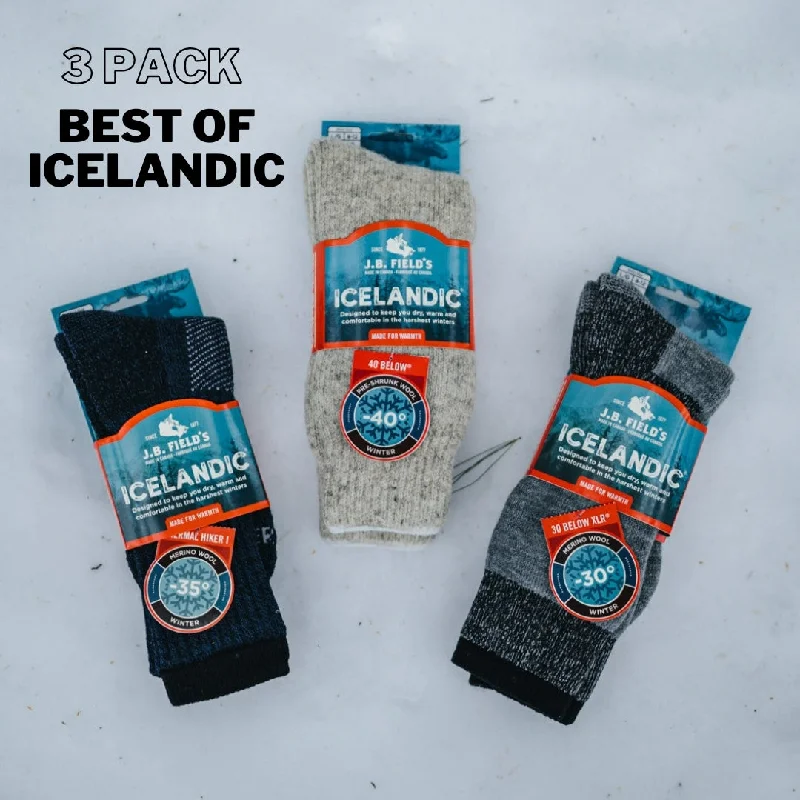 Hiking Socks for value trails-3 PAIR - J.B. Field's Best Of Icelandic Winter Socks (Assorted)