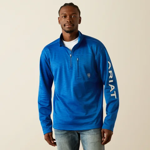 Hiking shirt stretch trailblazer-Men's Tek Team 1/4 Zip Sweatshirt - Cobalt Heather & White