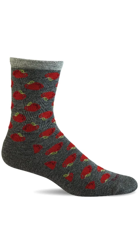 Hiking Socks for lightweight trails-Women's Apple a Day Sock - Charcoal