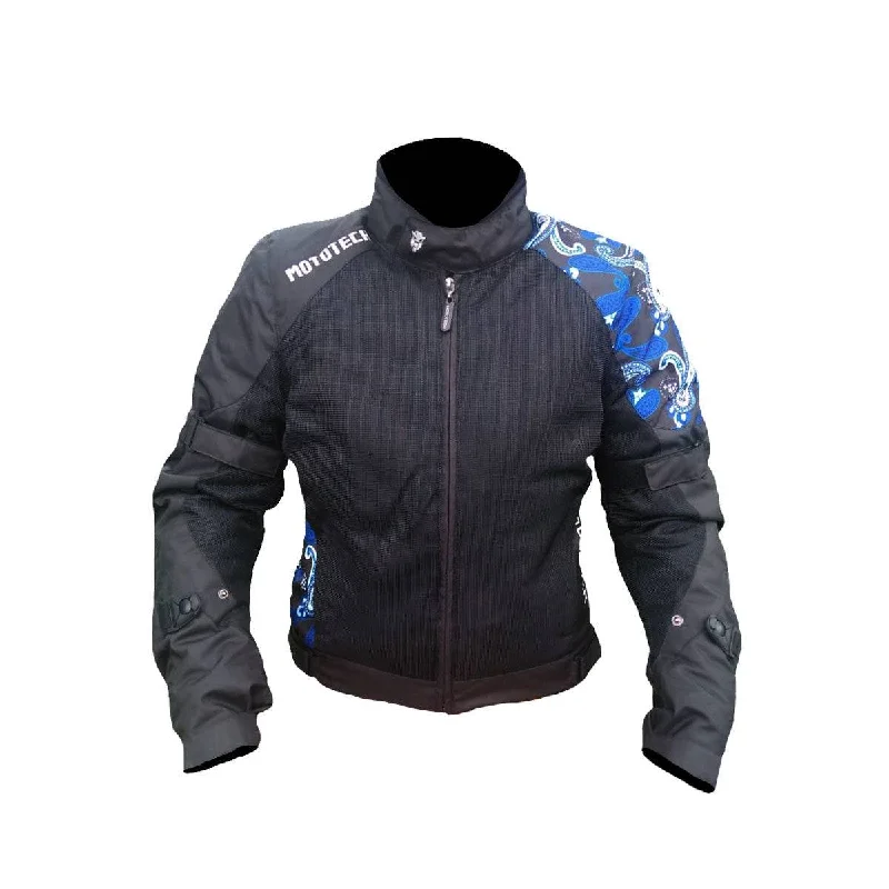 Hiking Jackets for Out-and-Back-MotoTech Scrambler Air Women's Motorcycle Riding Jacket - Black+Blue