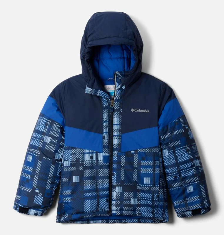 Hiking Jackets for Faraway Hikes-Boys' Lightning Lift III Printed Jacket - Coll Navy Warp Plaid/Mtn Blue