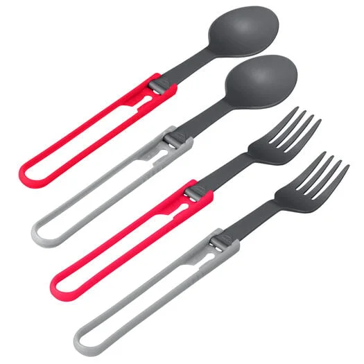 Folding Spork Family Set Red Gray