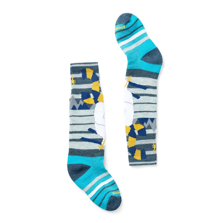 Hiking Socks for visibility walks-Kids' Wintersport Full Cushion Yeti Pattern Over-the-Calf Sock - Twilight Blue