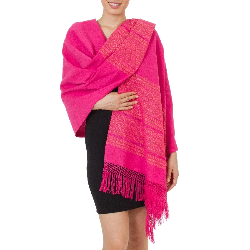 Pink Zapotec Woven Cotton Shawl