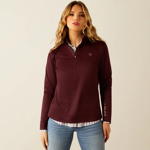 Hiking shirt cool rugged-Women's Tek Team 1/2 Zip Sweatshirt - Malbec Heather & Dark Malbec