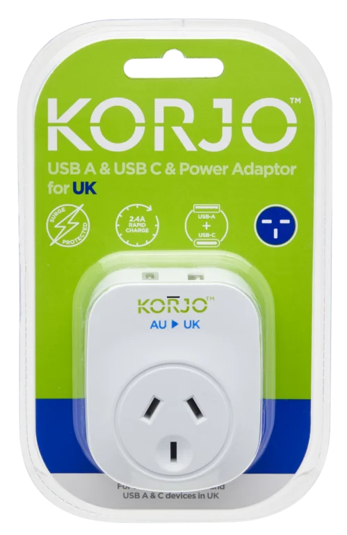 KORJO USB A+C & Power Adaptor for UK