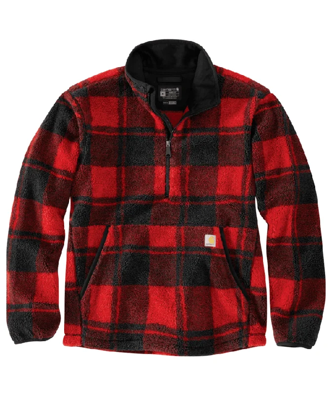 Loose Fit Fleece Pullover - 2 Warmer Rating - Crabapple / Black Plaid