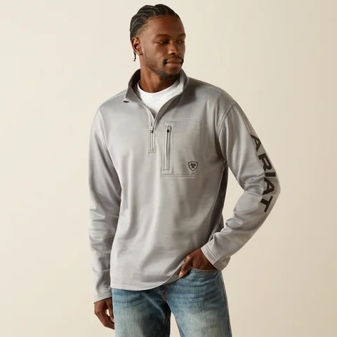 Hiking shirt quick-dry trailblazer-Men's Tek Team 1/4 Zip Sweatshirt - Alloy Heather & Black