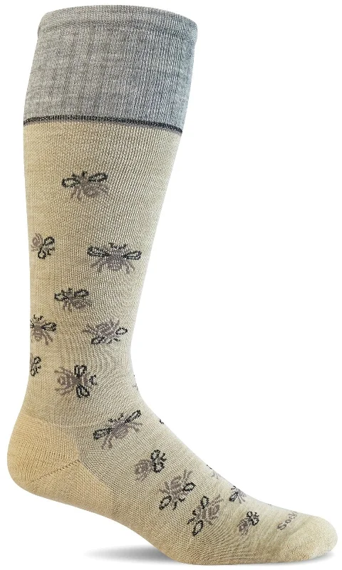 Hiking Socks for narrow hikes-Women's Busy Bee Sock - Barley