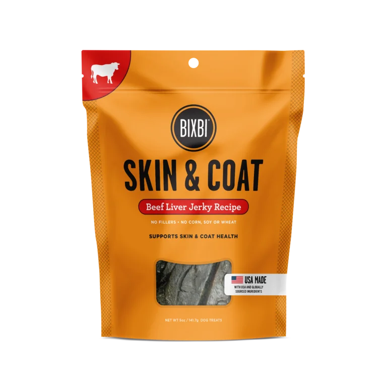 Skin & Coat Jerky Treats for Dogs - Beef Liver Recipe - 5oz / 12oz