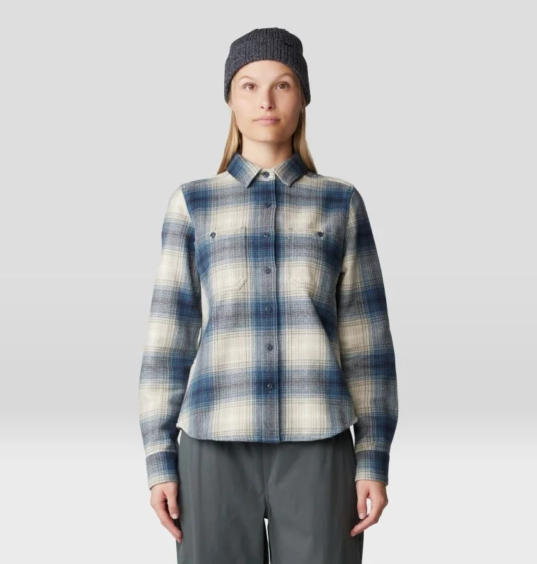 Forest hiking shirt rugged-Women's Plusher Long-Sleeve Shirt - Adriatic Blue Ombre Buffalo Check