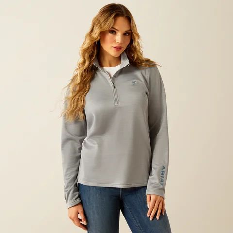 Hiking shirt high-peak rugged-Women's Tek Team 1/2 Zip Sweatshirt - Alloy Heather & Dusty Teal