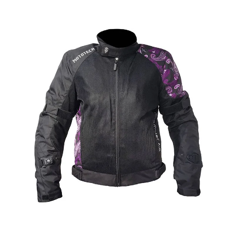 Hiking Jackets for Zigzag Trails-MotoTech Scrambler Air Women's Motorcycle Riding Jacket - Black+Purple