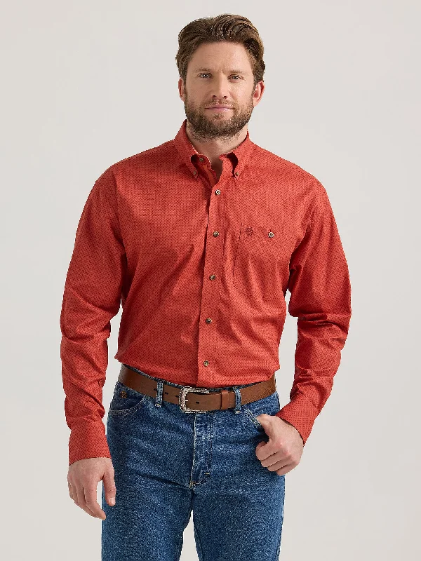 Hiking shirt UV-block wilderness-Men's George Strait Long Sleeve Button Down One Pocket Shirt - Scarlet Deco