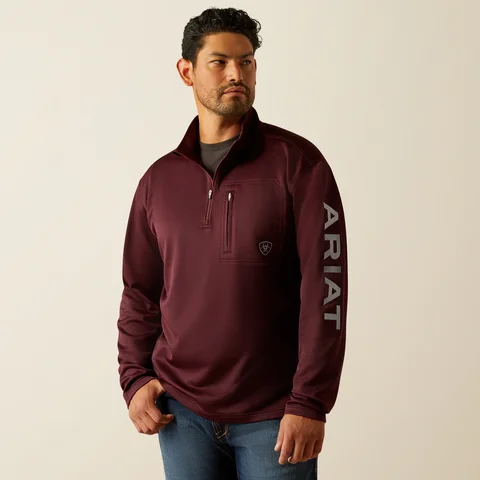 Hiking shirt breathable wilderness-Men's Tek Team 1/4 Zip Sweatshirt - Malbec Heather & Alloy