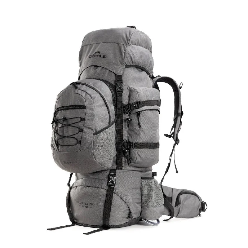 Climbing Bags for keen trekkers-Colonel Pro Metal Frame Rucksack + Detachable Bag & Rain Cover - 90 Litres - Grey