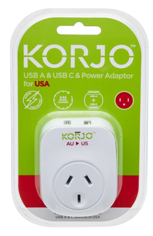 KORJO USB A+C & Power Adaptor for USA