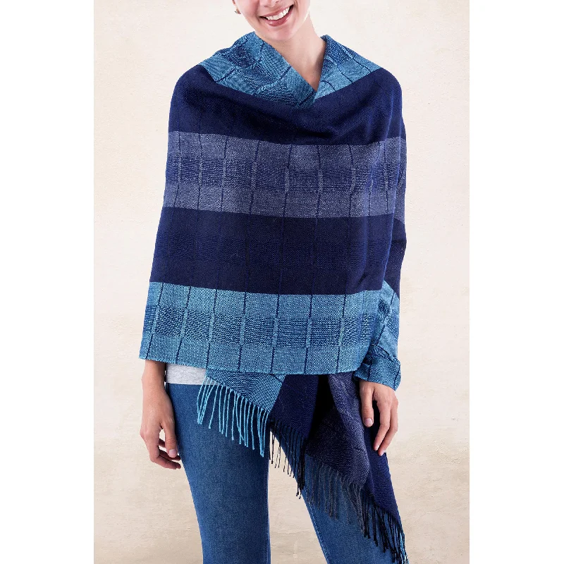 Huancayo Blues Peruvian Alpaca Shawl