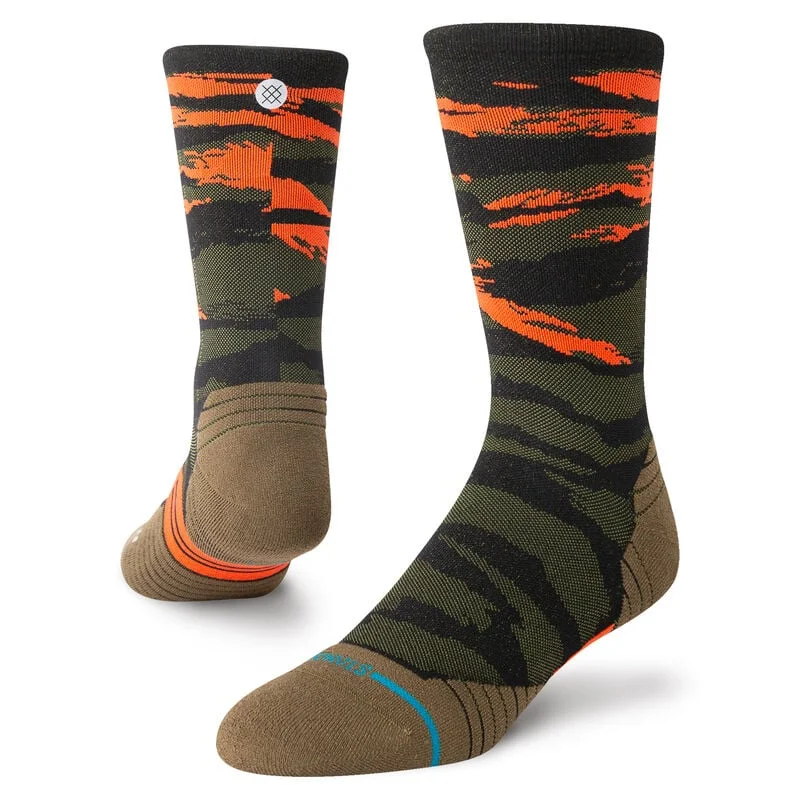 Hiking Socks for steep descents-Primal Light Performance Crew Sock - Olive