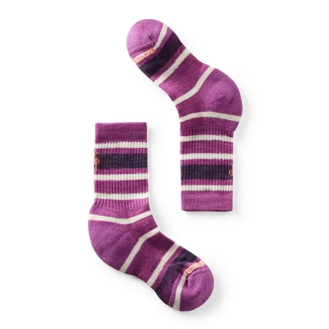 Hiking Socks for twilight trails-Kids' Hike Light Cushion Striped Crew Socks