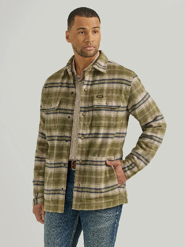 Hiking Jackets for Stormy Weather-Men's Quilt Lined Flannel Shirt Jacket - Birch