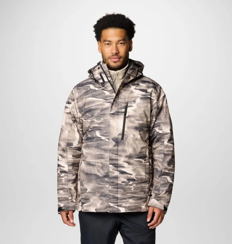 Hiking Jackets for Unmarked Routes-Men's Whirlibird V Printed Interchange Jacket - Dark Stone Windblown Print