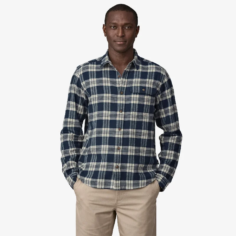 Hiking shirt winter peak-Men's Long-Sleeved Lightweight Fjord Flannel Shirt - Base Camp: New Navy