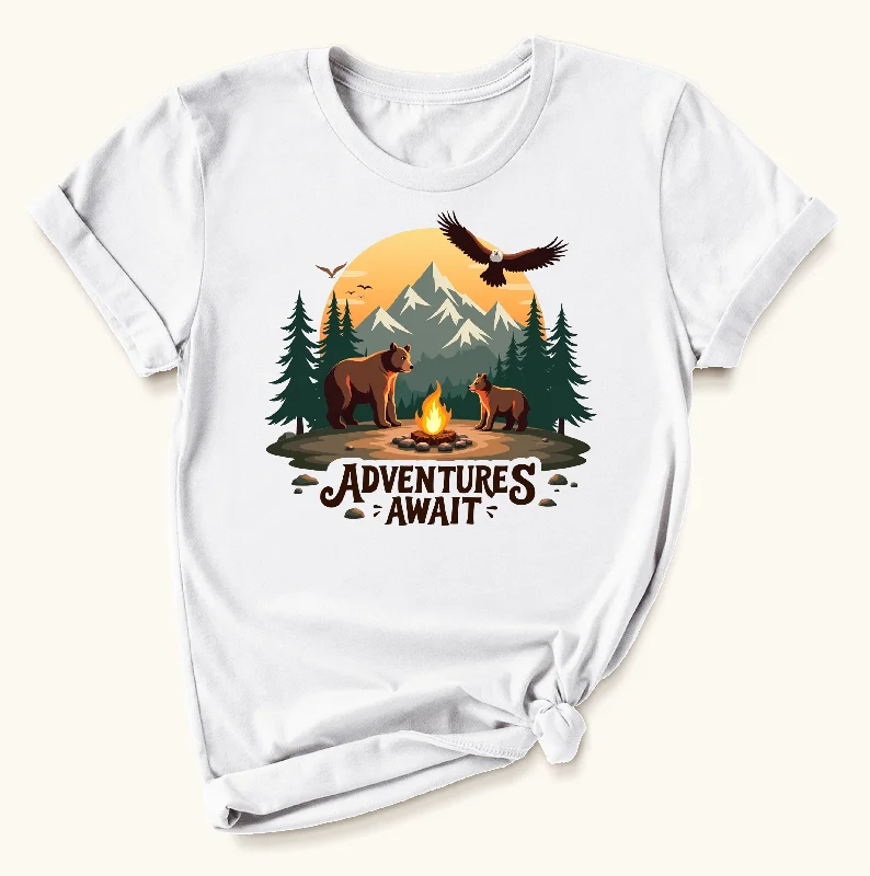 Hiking shirt solid wilderness-Adventure Awaits T-Shirt