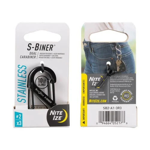 S-biner Stainless Steel Dual Carabiner #2 - Black/ss