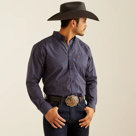 Hiking shirt versatile trailblazer-Men's Pro Series Stewart Classic Fit Shirt - Navy Blue