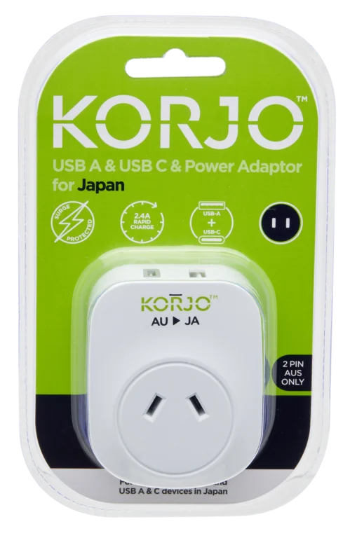 KORJO USB A+C & Power Adaptor for Japan