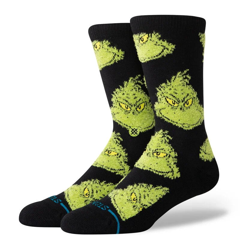 Hiking Socks for soft trails-Mean One The Grinch X Stance Crew Sock - Black