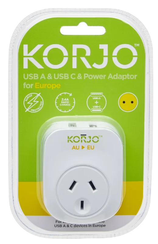 KORJO USB A+C & Power Adaptor for Europe