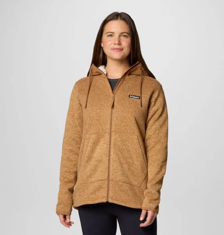 Hiking Jackets for Snow Protection-Women's Sweater Weather II Sherpa Full-Zip Jacket - Camel Brown Heather